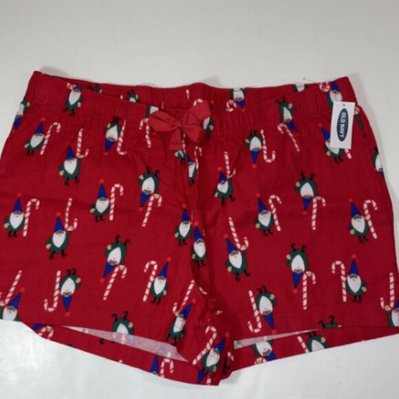 NWT Old Navy Flannel Boxer Pajama Shorts Sleep Lounge Red Elf Gnome Women XL - Picture 5 of 5